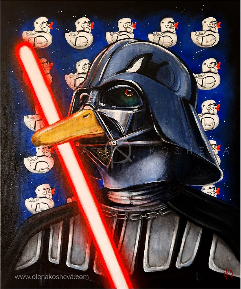 "Duck Vader" 2025 / acrylic on canvas, 50x61 / Available for sale