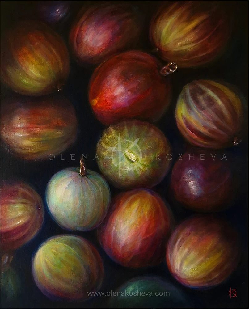 "The Gooseberries" 2024 / acrylic on canvas, 65x81 / Available for sale 
