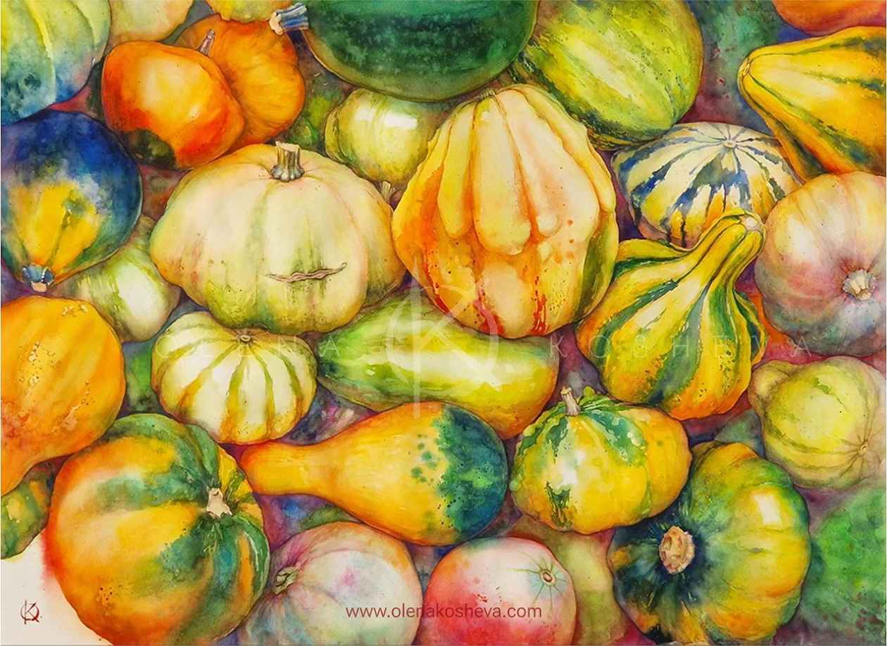 "The Pumpkins" 2024 / watercolour, 53x73 / Available for sale / Fine Art Prints Available 
